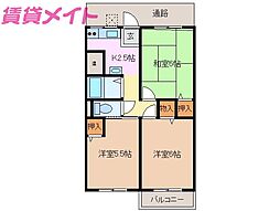 コーポムツビ 3Kの間取図画像