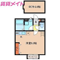 CREA ワンルームの間取図画像