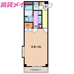 サウスシャトー 1Kの間取図画像