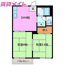 アネックス平津A 2DKの間取図画像