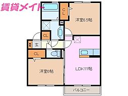 ルミエール三滝 2LDKの間取図画像
