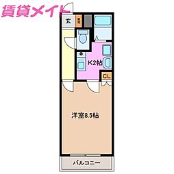 サンガーデン 1Kの間取図画像