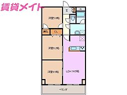 プロミネント四日市 3LDKの間取図画像