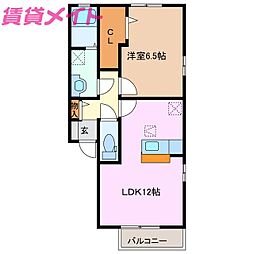 フィオーレ阿倉川B 1LDKの間取図画像