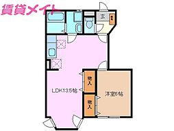 サンヒルズ生桑台2 1LDKの間取図画像
