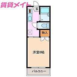 エバーグリーン1 1Kの間取図画像