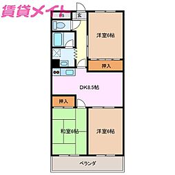 レジデンス富州原 3DKの間取図画像