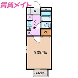 Fobos1 1Kの間取図画像