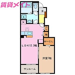 メゾンドノール 1LDKの間取図画像