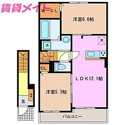 エリタージュ3 2LDKの間取図画像