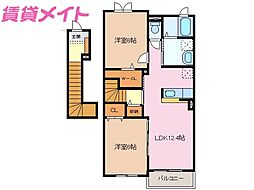 ラフィークB 2LDKの間取図画像