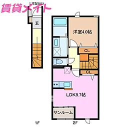 ソシア南富田A 1LDKの間取図画像