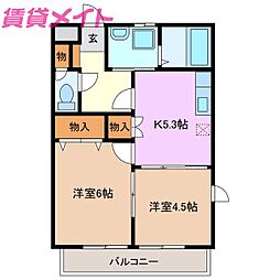 ファミール下之宮2 2Kの間取図画像