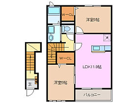 三重県三重郡朝日町大字小向（賃貸アパート2LDK・2階・58.80㎡） その2