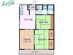 城東ハイツ1 3DKの間取図画像