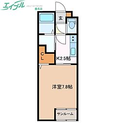 MYヒノリア 1Kの間取図画像