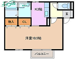セジュールシーダ ワンルームの間取図画像