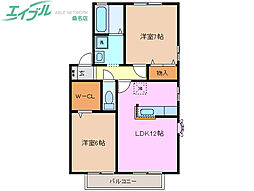 サンピラーA 2LDKの間取図画像