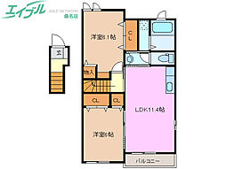 ディスカバリー1 2LDKの間取図画像