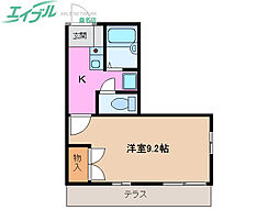 レオパレスグランピアA 1Kの間取図画像