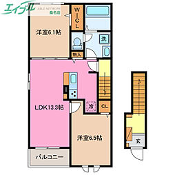ライン メゾン II 2LDKの間取図画像
