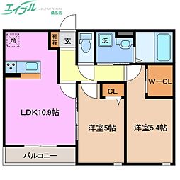 SUNLIFEIN桑名 2LDKの間取図画像