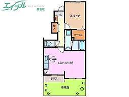 ディスカバリー2 1LDKの間取図画像