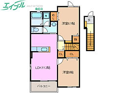 ベルメゾン・K 2LDKの間取図画像
