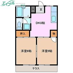 ハイツ三光 2DKの間取図画像