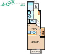 ベルファミーユ2 1Kの間取図画像