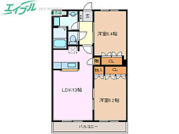 ツインズアソシアB 2LDKの間取図画像