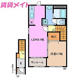 ベルクレイン 1LDKの間取図画像