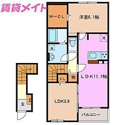 オアシス 2LDKの間取図画像