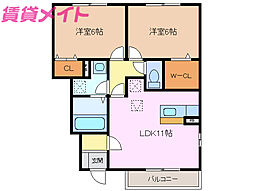 AIKAK 2LDKの間取図画像