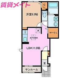 ラ・フォーレ七和 1LDKの間取図画像