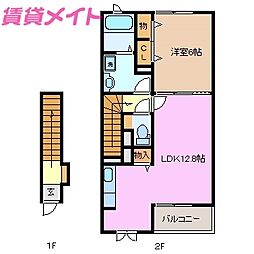エスペランサ2 1LDKの間取図画像