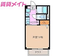 グレーススズカ 1Kの間取図画像