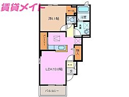 緑香南 1LDKの間取図画像