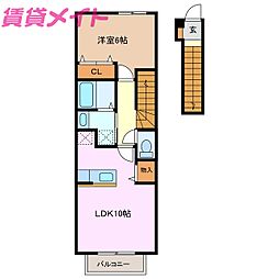 レジデンスヒル 1LDKの間取図画像