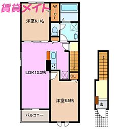 ルミエールサト27 2LDKの間取図画像