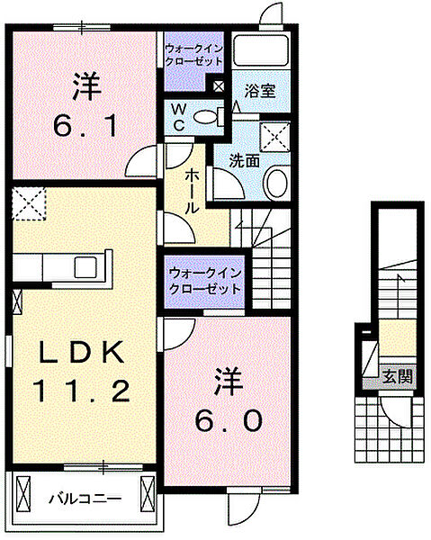 ジェントリー 201｜三重県桑名市大字江場(賃貸アパート2LDK・2階・57.64㎡)の写真 その2