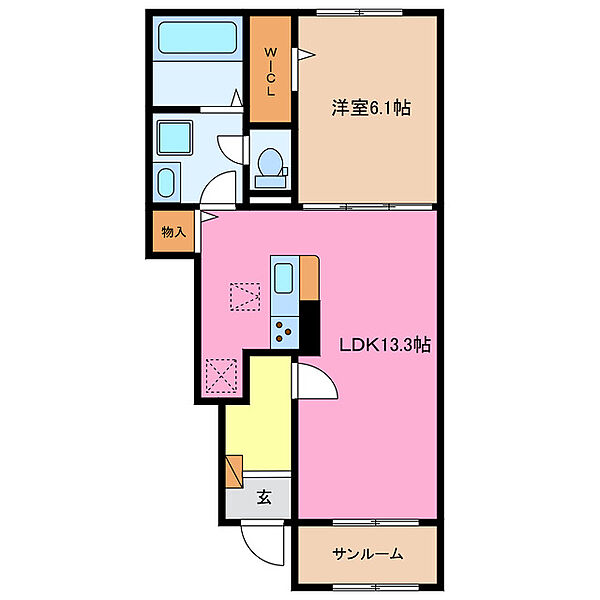 クラインボッシェI 103｜三重県三重郡川越町大字亀尾新田(賃貸アパート1LDK・1階・50.05㎡)の写真 その2