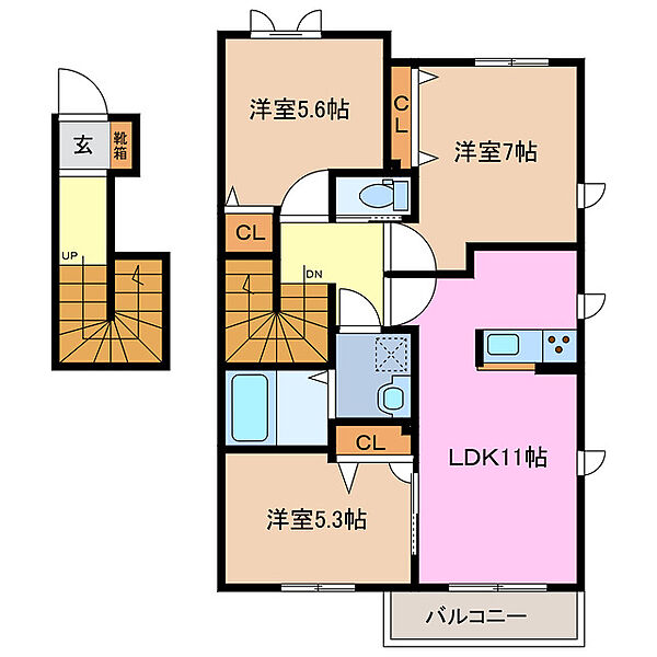 カーザソラーレ 201｜三重県桑名市大字江場(賃貸アパート3LDK・2階・70.98㎡)の写真 その2