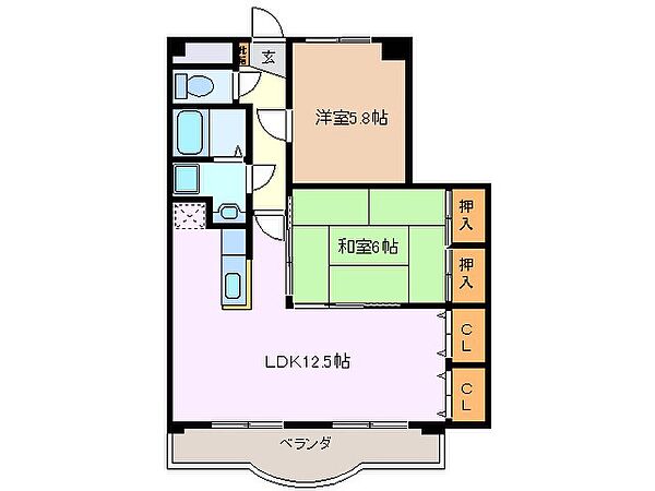 ビバかわごえ 203｜三重県三重郡川越町大字豊田(賃貸マンション2LDK・2階・56.20㎡)の写真 その2