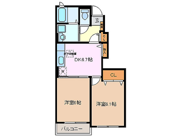 アルカンシェル　I 103｜三重県桑名市大字江場(賃貸アパート2DK・1階・45.65㎡)の写真 その2