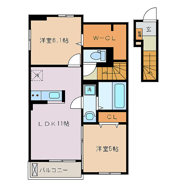 Ｔ・ボヌール　I 202｜三重県三重郡川越町大字豊田(賃貸アパート2LDK・2階・57.54㎡)の写真 その2