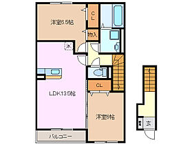 トルナーレ 2C ｜ 三重県三重郡朝日町大字縄生（賃貸アパート2LDK・2階・64.21㎡） その2