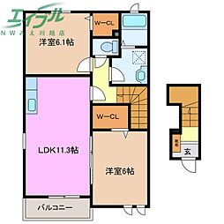 ジェントリー2 2LDKの間取図画像