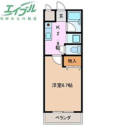 ユーミーフローラマンション 1Kの間取図画像