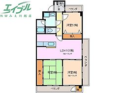 JINハイツ富田浜 3LDKの間取図画像